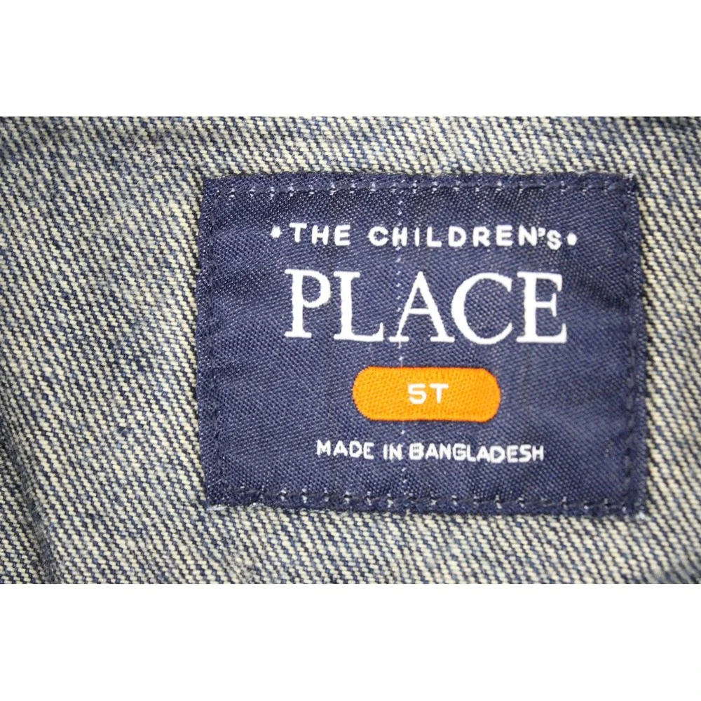 The Childrens Place Kids Denim Jacket Medium Wash Blue Cotton Trucker 5T